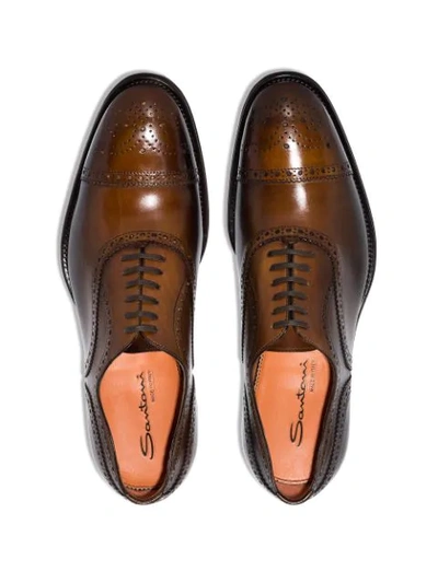 Shop Santoni Leather Oxford Shoes In Brown