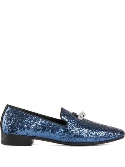 Shop Giuseppe Zanotti Elio Dice Embellished Loafers In Blue
