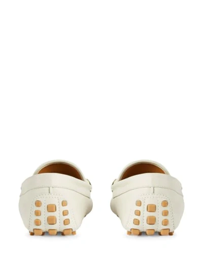 Shop Gucci Web Strap Driving Shoes In White