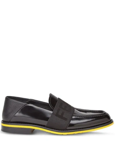 Shop Fendi Leather Loafers In Black