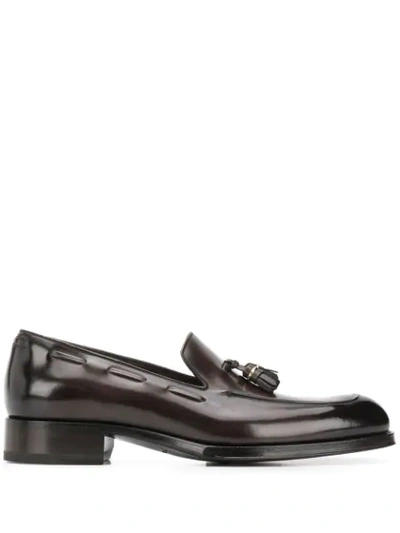 Shop Tom Ford Tassel Detailed Leather Loafers In Brown