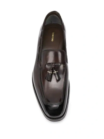 Shop Tom Ford Tassel Detailed Leather Loafers In Brown