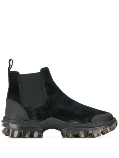 Shop Moncler Panelled Ankle Boots In Black