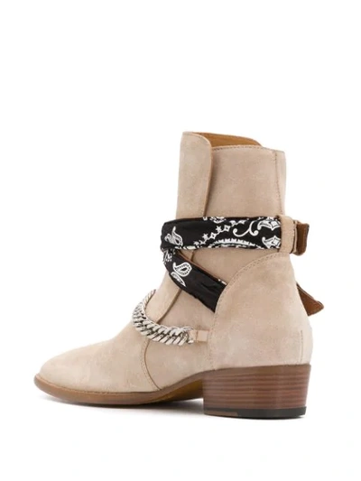 Shop Amiri Bandana Buckle Ankle Boots In Neutrals