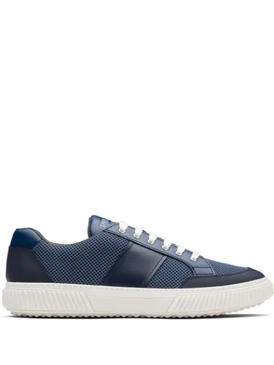 Shop Prada Mesh-panel Low-top Sneakers In Blue