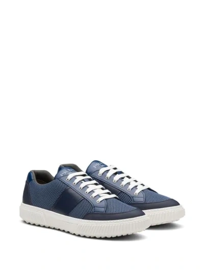 Shop Prada Mesh-panel Low-top Sneakers In Blue