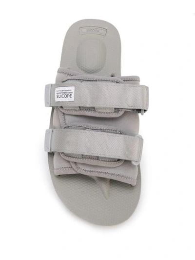 Shop Suicoke Open Toe Strap Sandals In Grey