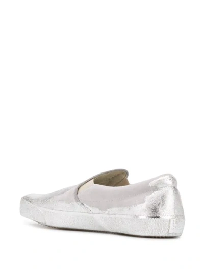 Shop Maison Margiela Metallic Slip-on Sneakers In White