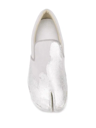 Shop Maison Margiela Metallic Slip-on Sneakers In White