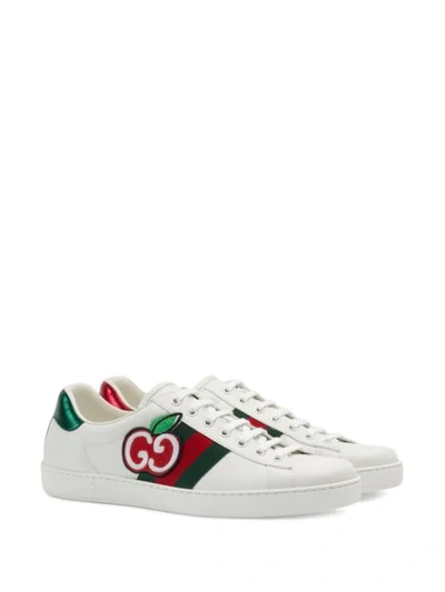 Shop Gucci Gg Apple Ace Sneakers In White