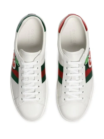 Shop Gucci Gg Apple Ace Sneakers In White