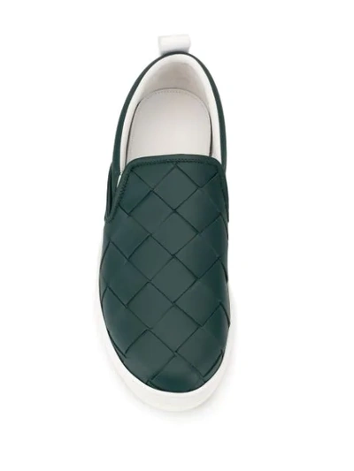 Shop Bottega Veneta Intrecciato Weave Sneakers In Green