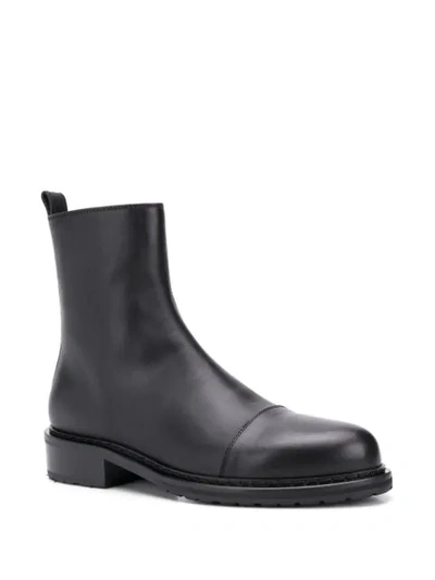 Shop Ann Demeulemeester Round Toe Ankle Boots In Black