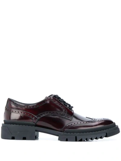 Shop Versace Chunky Brogues In Red