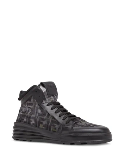 Shop Fendi Ff Print High-top Sneakers In Black