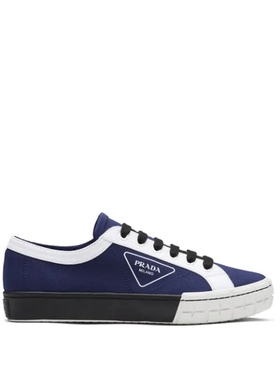 Shop Prada Wheel Low-top Sneakers In Blue