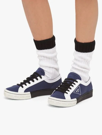 Shop Prada Wheel Low-top Sneakers In Blue