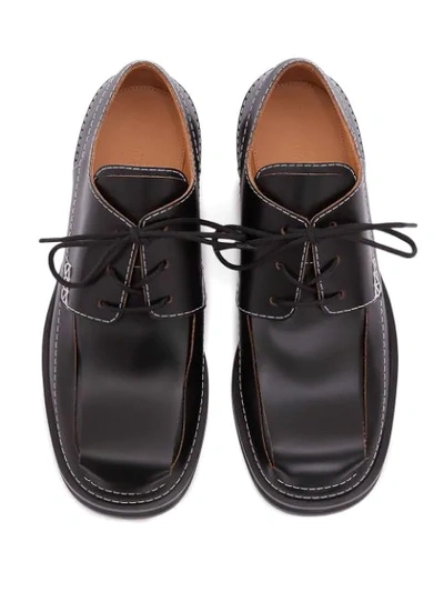 Shop Jw Anderson Contrast Stitch Derby Shoes In Black