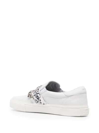 Shop Amiri Bandana Chain Slip-on Sneakers In White