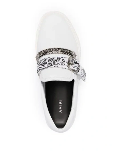 Shop Amiri Bandana Chain Slip-on Sneakers In White