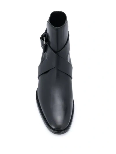 Shop Balmain Buckle Detail Boots In Black