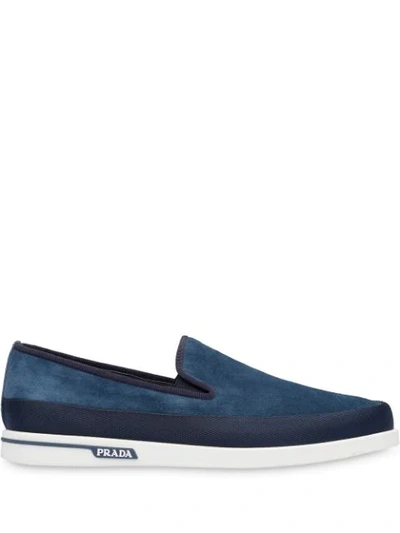 Shop Prada Slip-on Sneakers In Blue