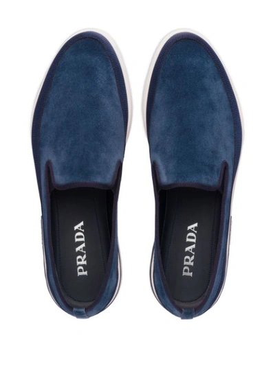 Shop Prada Slip-on Sneakers In Blue