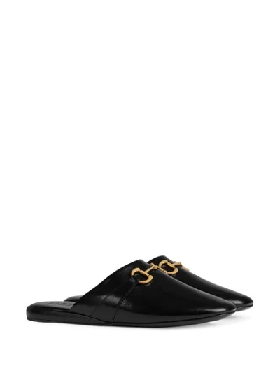 Shop Gucci Round-toe Slippers In Black
