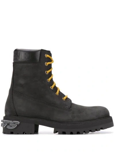 Shop Vetements Suede Lace-up Boots In Black