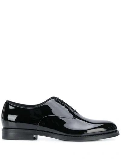 Shop Giorgio Armani Varnished Oxford Shoes In Black