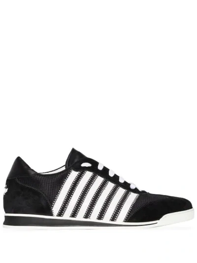 Shop Dsquared2 Tennis Striped Sneakers In Black