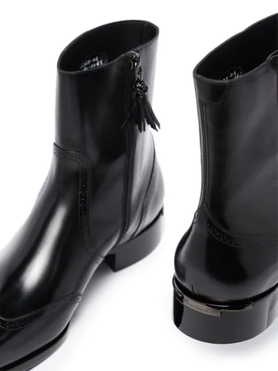 Shop Santoni Zip Leather Ankle Boots In Black