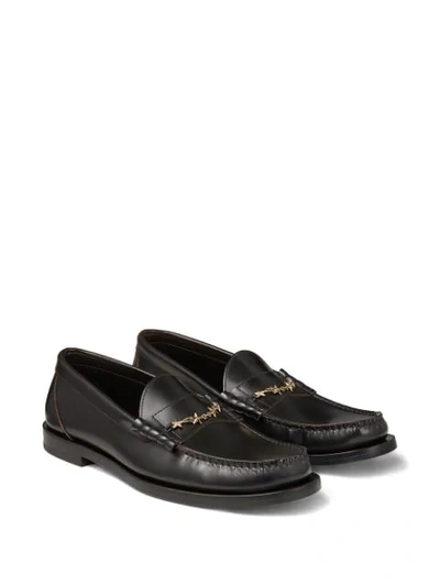 Shop Jimmy Choo Mocca Star Chain Loafers In Black