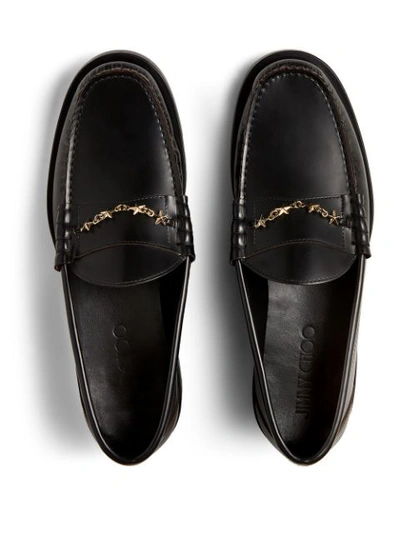 Shop Jimmy Choo Mocca Star Chain Loafers In Black