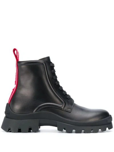 Shop Dsquared2 Leather Lace Up Boots In Black