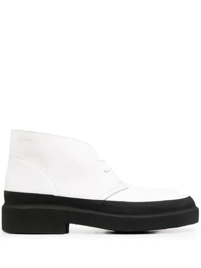 Clarks Originals White Galosh Leather Desert Boots In White