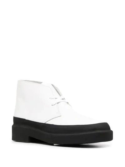 Clarks Originals White Galosh Leather Desert Boots In White