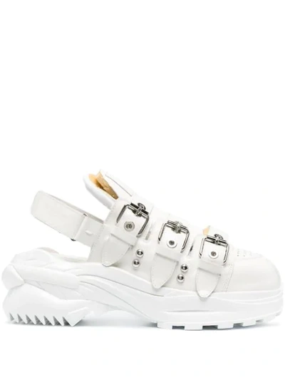 Shop Maison Margiela Abrasive Buckled Sneakers In White