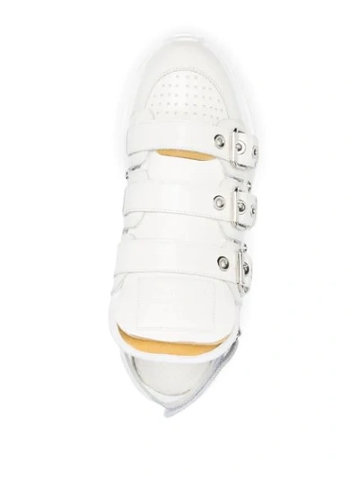 Shop Maison Margiela Abrasive Buckled Sneakers In White