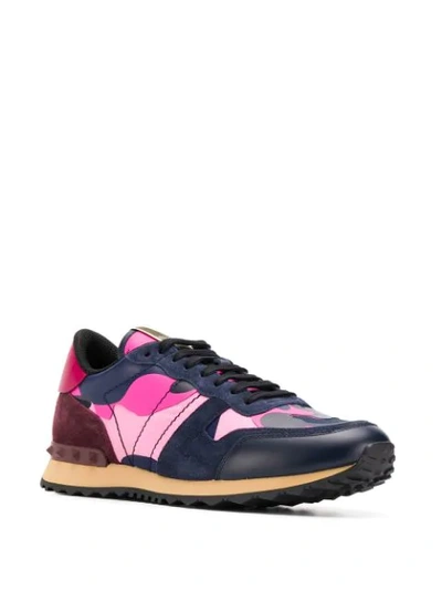 Shop Valentino Rockrunner Camouflage Sneakers In Blue
