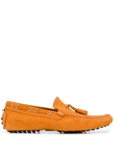 Shop Kiton Tassel Detail Flat Loafers In Orange