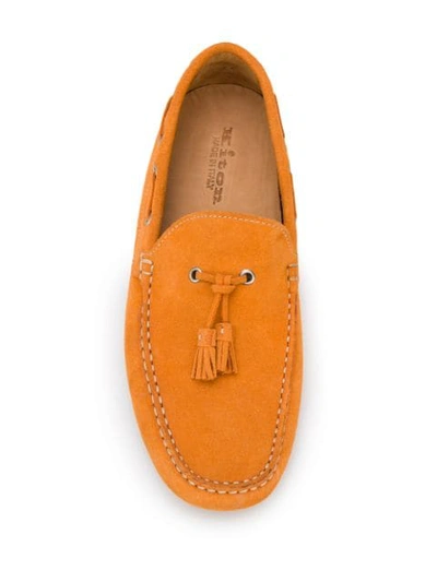 Shop Kiton Tassel Detail Flat Loafers In Orange