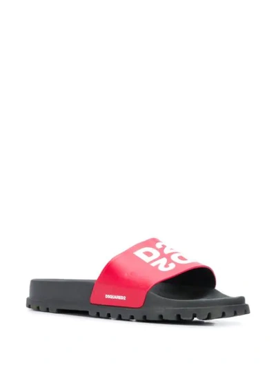 Shop Dsquared2 D2 Printed Slides In Black