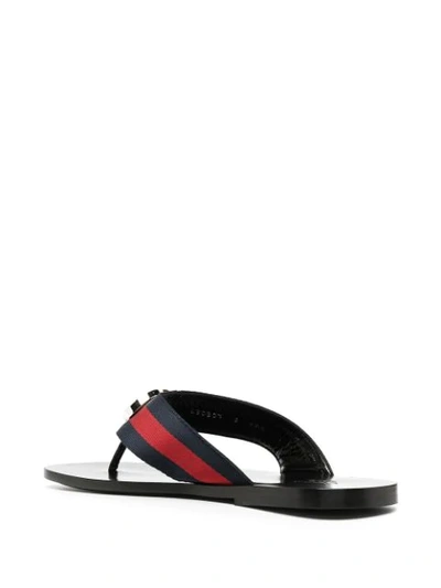 Shop Gucci Logo Appliqué T-bar Flip Flops In Blue