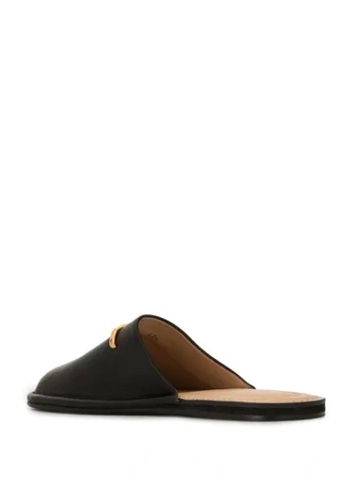 Shop Dunhill Metallic Plaque Slippers In Black