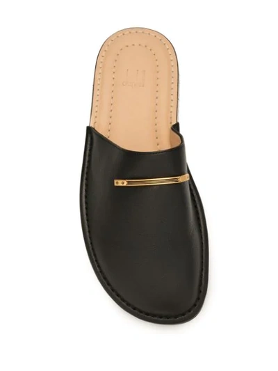 Shop Dunhill Metallic Plaque Slippers In Black