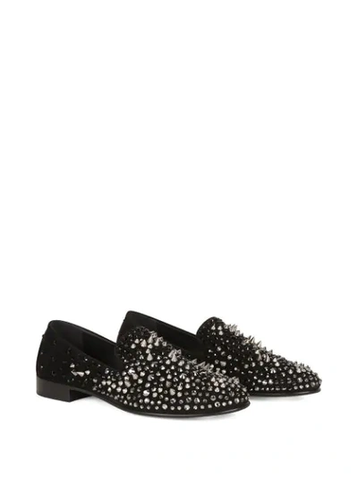 Shop Giuseppe Zanotti Ignis Embellished Loafers In Black