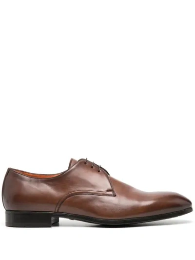 Shop Santoni Classic Derby Shoes In Brown