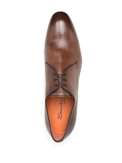 Shop Santoni Classic Derby Shoes In Brown