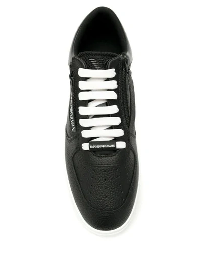 Shop Emporio Armani Logo Print Sneakers In Black